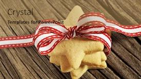  Presentation with star red - Audience pleasing slides consisting of star shaped cookies with red ribbon backdrop and a coral colored foreground