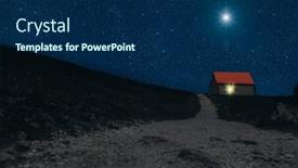  Presentation with jesus manger - PPT theme consisting of star-shines-over-the-manger background and a navy blue colored foreground