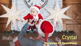  Presentation with merry christmas and new year - Colorful slide set enhanced with star son - christmas time father and daughter backdrop and a  colored foreground