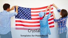  Presentation with usa flag - Amazing theme having star son - family of three hanging usa backdrop and a  colored foreground