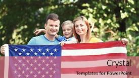  Presentation with american flag - Amazing PPT layouts having star son - happy family behind american flag backdrop and a coral colored foreground
