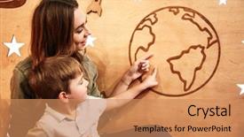  Presentation with mother child - PPT layouts enhanced with star son - photo of happy little child background and a coral colored foreground