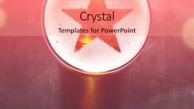  Presentation with foam - Presentation theme enhanced with star symbol on foam in glass on black table view from above background and a coral colored foreground