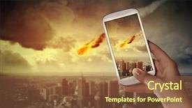  Presentation with people falling - Amazing PPT theme having star tail - people taking photos of falling backdrop and a  colored foreground