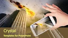  Presentation with people falling - Slide deck with blue cloud icons around red background and a light blue colored foreground.