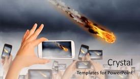  Presentation with people falling - Theme featuring star tail - people taking photos of falling background and a soft green colored foreground