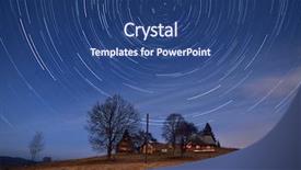  Presentation with tracks - Amazing slide deck having star tracks mountain village backdrop and a  colored foreground