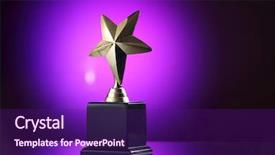  Presentation with star trophy - Audience pleasing PPT theme consisting of star trophy on the purple backdrop and a violet colored foreground