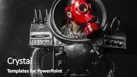  Presentation with weapon - Audience pleasing PPT theme consisting of star wars - astronaut fantasy warrior with huge backdrop and a dark gray colored foreground