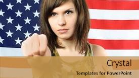  Presentation with woman fighting for her rights - Presentation theme featuring star wars - beautiful young woman dressed background and a gold colored foreground