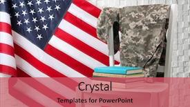  Presentation with usa flag - Amazing PPT layouts having star wars - chair books soldier uniform backdrop and a red colored foreground