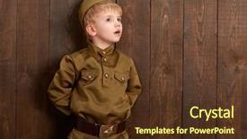  Presentation with military soldier leader - Beautiful PPT theme featuring star wars - children are dressed as soldier backdrop and a tawny brown colored foreground