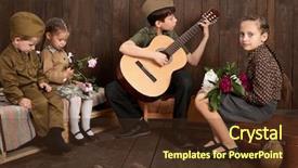  Presentation with star wars - Beautiful slide deck featuring star wars - children are dressed in retro backdrop and a tawny brown colored foreground