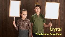  Presentation with veterans children - Slide deck with star wars - children are dressed in retro background and a tawny brown colored foreground