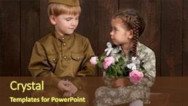  Presentation with old style - Colorful PPT theme enhanced with star wars - children boy are dressed backdrop and a tawny brown colored foreground