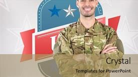  Presentation with military - Slide set enhanced with star wars - digital composite of military background and a coral colored foreground