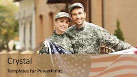  Presentation with military - Audience pleasing PPT theme consisting of star wars - military couple reunited backdrop and a coral colored foreground