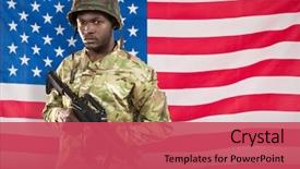  Presentation with futuristic combat soldier - Beautiful slide deck featuring star wars - portrait of confident soldier holding backdrop and a red colored foreground