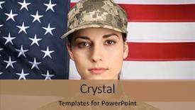  Presentation with usa flag - PPT theme with star wars - portrait of female soldier background and a coral colored foreground