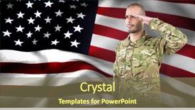  Presentation with american history old flag - Audience pleasing PPT layouts consisting of star wars - soldier giving salute against american backdrop and a violet colored foreground