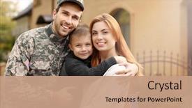  Presentation with family day - Slides enhanced with star wars - soldier reunited with his family background and a coral colored foreground