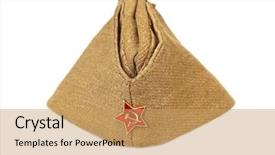  Presentation with forage - Beautiful PPT theme featuring star wars - soviet army soldiers forage-cap isolated backdrop and a coral colored foreground