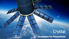  Presentation with satellite - Slide deck enhanced with star wars - space satellite orbiting the earth background and a teal colored foreground