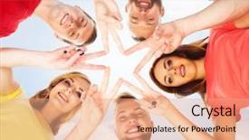  Presentation with college students - Colorful PPT layouts enhanced with star with their fingers education backdrop and a coral colored foreground