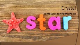  Presentation with star - Colorful PPT theme enhanced with star-word-formed-with-colorful backdrop and a coral colored foreground