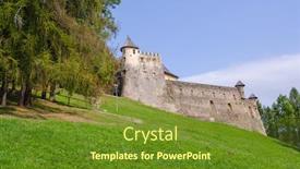  Presentation with castle - Presentation theme consisting of stara-lubovna-castle-slovakia background and a tawny brown colored foreground