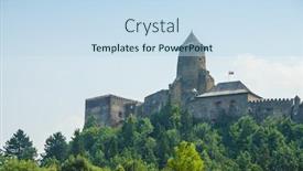  Presentation with castle - Presentation theme enhanced with stara-lubovna-castle-slovakia background and a sky blue colored foreground