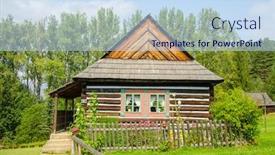  Presentation with old house - Presentation theme with stara-lubovna-slovakia-an-open background and a sky blue colored foreground