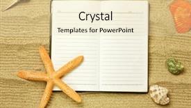  Presentation with beach frame - Beautiful PPT theme featuring starfish and shells with frame on the beach vacation memories backdrop and a soft green colored foreground