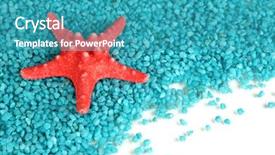  Presentation with crystals - Presentation theme enhanced with starfish on blue crystals of sea salt background background and a teal colored foreground