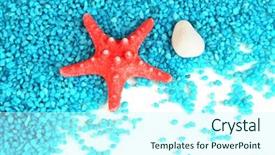 Presentation with crystals - Audience pleasing presentation consisting of starfish on blue crystals of sea salt background backdrop and a cool aqua colored foreground