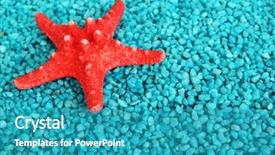  Presentation with crystals - Audience pleasing slide set consisting of starfish on blue crystals backdrop and a teal colored foreground