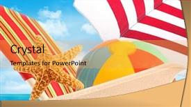  Presentation with beach ball - PPT theme with starfish on sun chair background and a yellow colored foreground