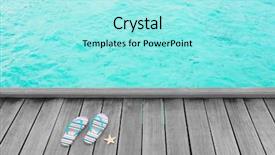  Presentation with hat and flip flop - Beautiful theme featuring powtoon - flip-flops and starfish on wooden backdrop and a  colored foreground