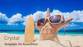 Presentation with philippines - PPT theme having starfish-surfer-on-sand background and a lemonade colored foreground