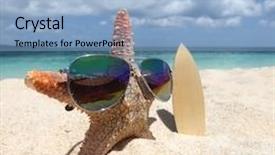  Presentation with philippines - Cool new PPT layouts with starfish surfer on sand of tropical beach at philippines backdrop and a light blue colored foreground