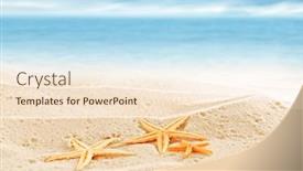  Presentation with sand - Cool new PPT theme with starfishes on sea sand background backdrop and a lemonade colored foreground
