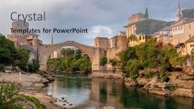  Presentation with bridge - PPT theme having stari-most-bridge-at-sunset background and a light blue colored foreground