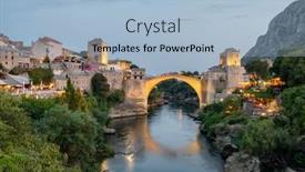  Presentation with bosnia - PPT theme with stari-most-bridge-at-twilight background and a light blue colored foreground