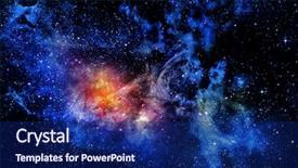  Presentation with outer space - Presentation theme having starry deep outer space nebual background and a navy blue colored foreground