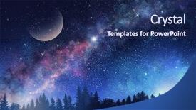  Presentation with night sky moon - Presentation theme consisting of starry sky and moon mixed background and a navy blue colored foreground