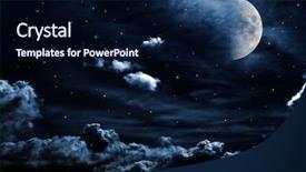  Presentation with stars moon - Cool new presentation theme with night sky with stars backdrop and a navy blue colored foreground