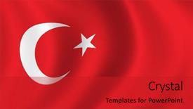  Presentation with wind - Presentation theme consisting of stars half moon - flag of turkey waving background and a crimson colored foreground