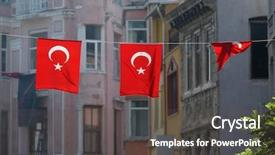  Presentation with turkish - PPT theme having stars half moon - turkish national flags in galata background and a dark gray colored foreground