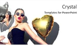  Presentation with makeup fashion model applying lipstick - Amazing PPT theme having celebration colourful - beautiful fashion model party girl backdrop and a white colored foreground