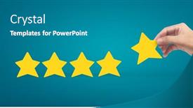  Presentation with evaluation - Beautiful slide set featuring stars-in-hand-increase-rating backdrop and a gray colored foreground